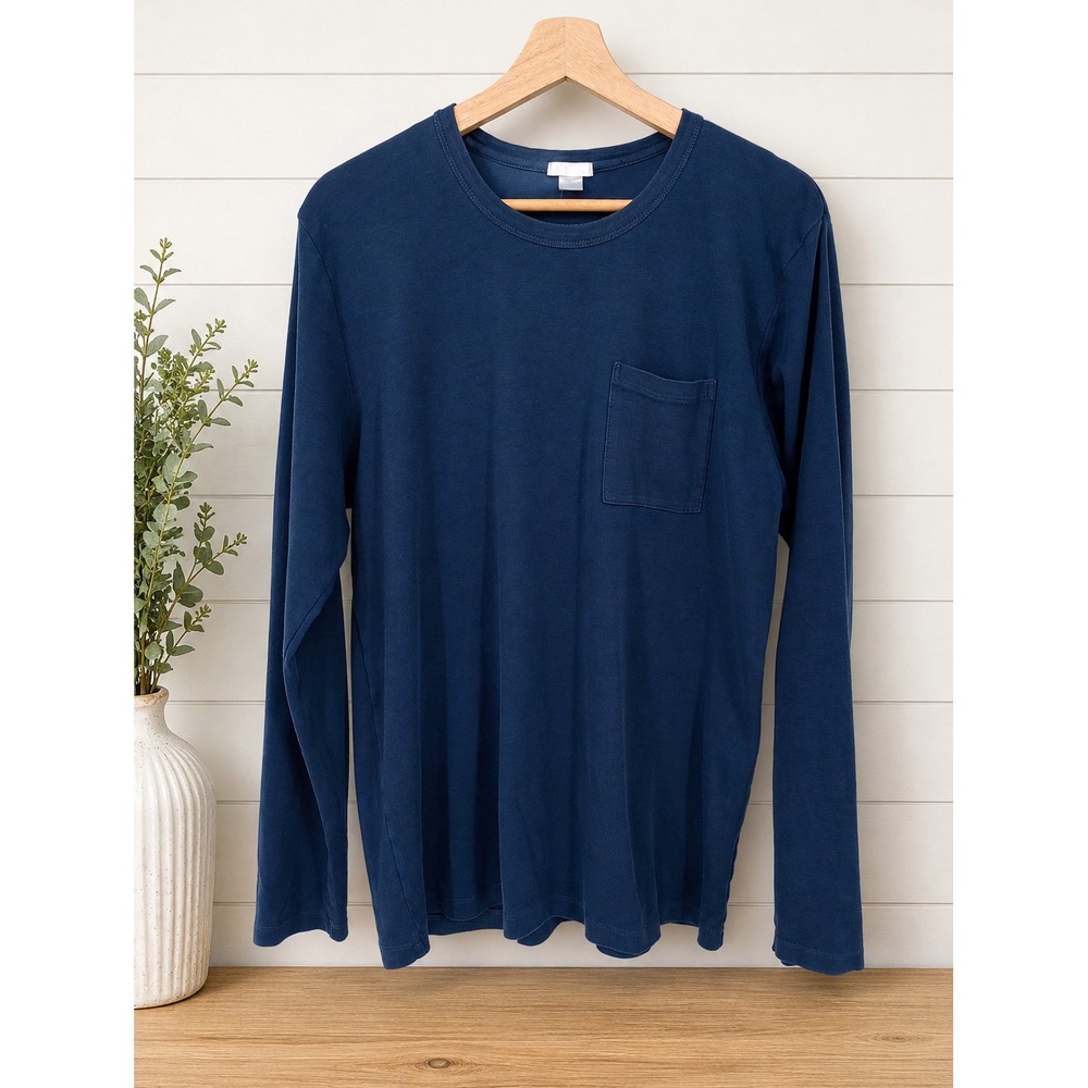 LAKE Long Sleeve Pocket Tee Mens Size M Blue Pima Cotton Peru Pajama Shirt